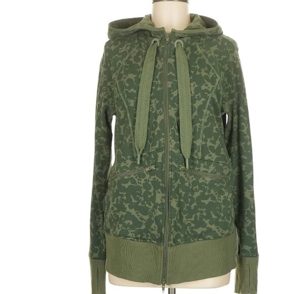 Cabi Marathon Camouflage Hoodie Jacket Green‎ Size M Style 6030 Full Zip Knit - Picture 2 of 5